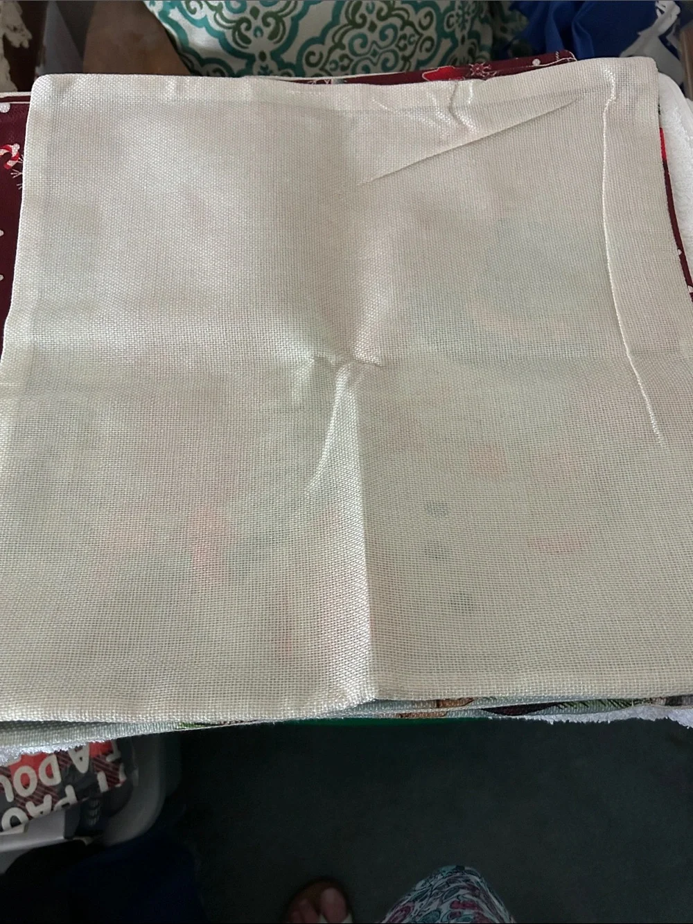 Festive Red Snowman Holiday Pillow cover. 17x17. zips at the bottom.